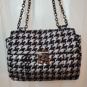Sondra Roberts Black & White Houndstooth Shoulder Bag